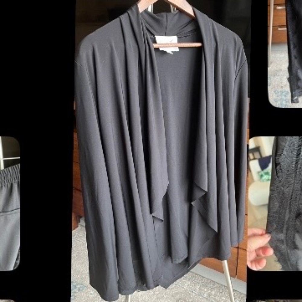 COMPLI K Black Long sleeve jacket, waterfall front, unique back detail